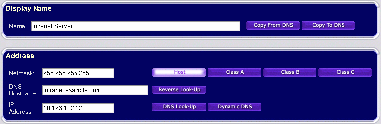 Example host definition